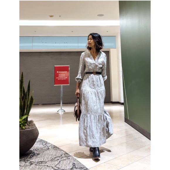 ZARA WOMAN GRAY EMBROIDERED TIERED MIDI DRESS - Picture 2 of 10